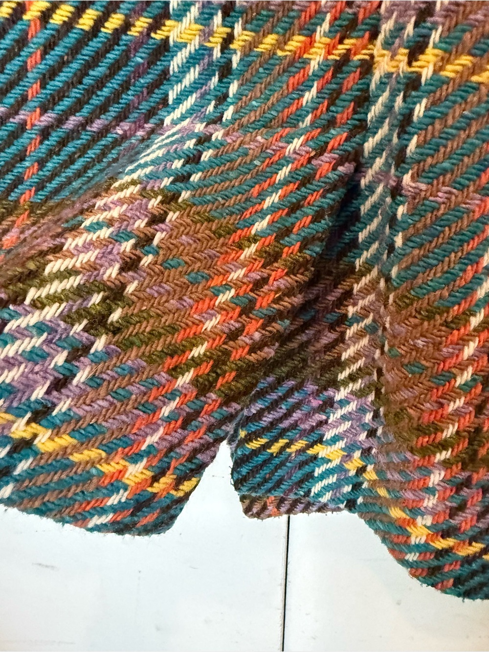 Vintage Teal Plaid Double-Breasted Wool Coat - Picture 7 of 10